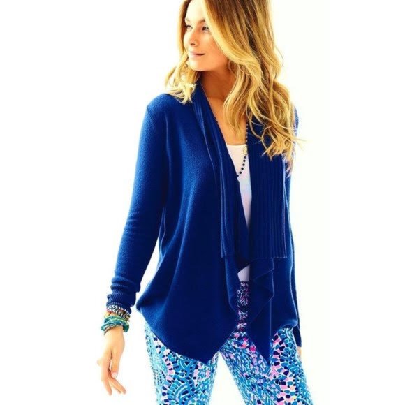 Lilly Pulitzer Sweaters - Lilly Pulitzer Bayview 100% Cashmere Cardigan in True Blue Style #23323